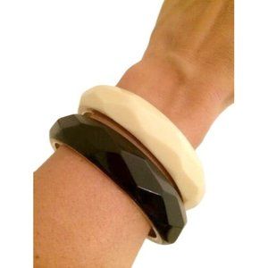 Vintage Jewelry Set 2 Plastic Brass Bangle Bracelets